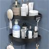 KeZaara Mensole Doccia senza Foratura 2 Pezzi, Porta Shampoo Angolare per Bagno, Sapone e Bagnoschiuma, Nero