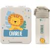 Stellasticker - Set con borraccia personalizzabile per bambini e porta pranzo/merenda personalizzato per bambini in plastica - Borraccia con cannuccia capacità 450 ml - Senza BPA (Sabbia)