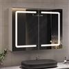 BLSYHDH Armadio da bagno con specchio 60 x 80 cm, specchio mobile da parete con 2 ante e ripostiglio a 3 piani (porta doppia)