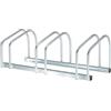 HOMCOM Rastrelliera Biciclette da Pavimento o Parete, Portabici da Terra per 3 Biciclette in Acciaio, Ruote Fino 55 mm, 70.5x33x27 cm, Argento