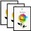 MG Design Set da 3 cornici portafoto 50 x 70 cm - Cornici in legno Nero con vetri acrilici infrangibili, verticale e orizzontale con fissaggio a parete stabile