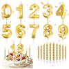 OPEIXSAYKOC 20 Pezzi Candeline Compleanno Numero Oro, Candele da 0 a 9, Lunghe Candeline Colore Oro Numero, Candele Torta Compleanno, per Feste e Compleanni Matrimonio