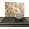 KitchenYeah© Paraschizzi Cucina 71x52 cm Pannello Dietro Piano Cottura Fornelli a Gas Paraspruzzi, Protezione Induzione Fiori - Beige - Natura