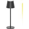 K-BRIGHT lampada da tavolo ricaricabile in alluminio | 240LM | Dimmerabile 3000K/4000K/6000K Lampada da scrivania senza fili | interni/esterni Lampada da tavolo con USB (Grigio scuro)