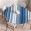 Morbuy Tovaglia Rotonda con Bordo Elastico, Tovaglia per Tavolo Rotondo Antimacchia Impermeabile Stile Righe Copritavolo Copri Tavolo per Feste Cucina Soggiorno (Blu scuro,Diametro 110cm)
