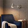 B·LED BARCELONA LED BARCELONA LED applique da parete con braccio articolato e spina, lampada da parete estensibile in metallo finitura nichel satinato stile industriale vintage, E27 G45 con interruttore per camera letto