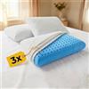 cuscini fiber - 3 Cuscino Memory Foam Forato Traspirante e Fresco Alto 13cm, Cuscini Letto Matrimoniale con Fodera Silver Sicura per la Pelle, Guanciale Letto Antiacaro Anallergico Made in Italy