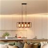 HOMCOM Lampadario a Sospensione 80x21x90-130 cm Nero e Marrone Noce | Stile Rustico, 4 Cornici Girevoli, Catena Regolabile, Lampadario Salotto, in Legno e Acciaio