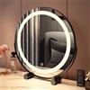 FERKAP Specchio Trucco Con Luci Specchio Di Vanity Schermo Touch Intelligente Specchio Da Tavolo Con 3 Modalità Di Illuminazione A Colori Specchio Rotondo Ricaricabile Specchio LED Illuminato ( Colore : Nero