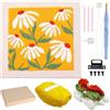 Allazone Punch Needle Kit Telaio Ricamo Starter Kit Quadrata Kit di Ricamo per Aghi da Punzonatura con Flower Pattern, Penna per Adulti Principianti (Arancione e Bianco)