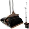 XXFLOWER Set di scope e paletta con manico lungo, scopa con paletta, set con manico estraibile, paletta Broom and Dustpan, per la pulizia della casa, ufficio (nero marrone)