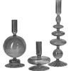 MINGZHE 3 Pezzi Portacandele in Vetro Portacandele Conici in Vetro Candeliere Portacandele in Vetro Ondulato Eleganti Candelieri in Vetro Vasi in Vetro per Centrotavola per Feste in Casa(Grigio)
