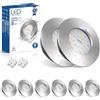 Allesgute 6 faretti da incasso Led piatto 230 V Led Spot 7 W 850 LM Nickel spazzolato IP44 da incasso per bagno 60-68 mm Faretti da soffitto 4500 K bianco neutro per bagno cucina soggiorno