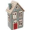 Home of Christmas Casa delle luci | Casetta portacandela | Casa luminosa | Portacandele | Ceramica (azzurro/beige, 19,5 x 11,5 x 7,5 cm)