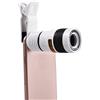 Ruilogod Clip-on HD 8x zoom ottico zoom teleobiettivo fotocamera bianco per cellulare