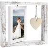 DFGBAPKBL Girevole Cornici Cornice girevole in legno Portafoto bifacciale con ciondolo a cuore for foto autoportante da tavolo(White)