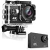 QOXEZY Action Camera Ultra HD 4K con connettività WiFi, stabilizzazione dell'immagine avanzata e custodia impermeabile fino a 30 metri per sport estremi, ciclismo e vlogging, supporti multipli, nero