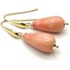 Generico Orecchini con Fili in Argento 925 e Gocce Corallo Rosa, Pendenti Lunghi, Gioielli Minimalisti, Bijoux Matrimonio, Made in Italy