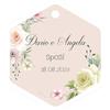 Generico Etichette Bomboniere Personalizzate con Testo e Immagine. Set 20 Pz | Bigliettini con Nome, Data o Logo per Matrimonio, Battesimo, Comunione, Cresima, Compleanno, Anniversario. (ESAGONO 2)