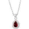 JAE - EMPORIO GIOIELLI E ARTE Collana in argento Sterling 925 con granato naturale a pera, collana bohémien, gioiello con pietra portafortuna di gennaio, gioiello con ciondolo a goccia (solo ciondolo)