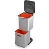 Joseph Joseph Totem Max - Pattumiera da Cucina con coperchio e filtro anti-odore, Bidone per Raccolta Differenziata, Sistema di separazione con 3 scomparti, 40 Litri, Acciaio Inox