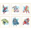 Nistio® Decorazione da parete con supereroi, decorazione da parete per camera dei ragazzi, stampe Avengers, set di 6 stampe, Iron Man, Spiderman, Capitan America, Hulk, Batman, Superman, senza