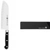 ZWILLING Professional S Coltello Santoku Alveolato, Nero, 18 Cm & Fodero, Plastica, Nero, 20 X 5 Cm