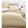 Amazon Basics Set copripiumino Matrimoniale in microfibra, 3 pezzi, copripiumino da 260 x 240 cm e 2 federe da 65 x 65 cm, Beige, a righe
