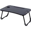 Herzberg HG04173 - Scrivania pieghevole con portabicchieri e supporto per tablet, ergonomica e versatile per lavoro e tempo libero, in MDF e metallo termolacquato, spazioso e portatile