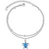 POPLYKE - Cavigliera a forma di tartaruga marina per donne, 925 argento sterling, pietra di luna, braccialetto per ragazze, catena a doppio strato, pietra di luna, regali estivi, gioielli da spiaggia