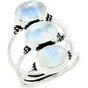 Sterling Silver Jewelry Anello da donna con pietra di luna naturale, labradorite, turchese, ametista, forma ovale, tre pietre preziose, in argento, gioiello fatto a mano, stile vintage, regalo per lei, 9 5/8, Argento argento