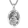 ADMETUS Medaglie in argento Sterling 925 con ciondolo a forma di santo patrono, amuleto, da uomo, con catena rolò da 2,5 mm, 55,9 cm + 5,1 cm, regalo religioso per la festa del papà, Argento sterling