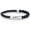 PVUVTNAHW Reiki Blu Apatite Bracciale con Perline Uomo Donna in Pelle Intrecciata Pietra Naturale La Circolazione del Sangue Stimolare L'Entusiasmo Gioielli(21cm,Matte Stone)