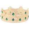 YOVECATHOU Corona da uomo in metallo per adulti, corona per compleanno, per cosplay, matrimonio, Halloween, accessori per capelli (oro con pietra verde)