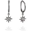 Namana Orecchini a Cerchio Argento con Ciondolo Pendente a Forma di Stella, Orecchini Cerchio Piccoli da Donna e Ragazza con Pietre di Zirconi Cubici, Orecchini a Cerchio Piccoli con Stelle