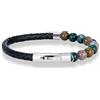 PVUVTNAHW Reiki Blu Apatite Bracciale con Perline Uomo Donna in Pelle Intrecciata Pietra Naturale La Circolazione del Sangue Stimolare L'Entusiasmo Gioielli(19cm,Indian Agate)
