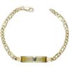 Never Say Never Braccialetto per comunione in oro giallo 18 carati, per bambino, con targhetta personalizzabile - 18,5 cm - 4,0 mm - 6,25 g