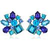 Clearine scintillanti strass marchese Teardrop smeraldo taglio istruzioni penzolare orecchini goccia per le signore sposa damigella d'onore matrimonio festa prom gioielli accessori, Cristallo