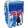 Disney Astuccio Multiscomparto 3 Zip Portapastelli per la Scuola Frozen Elsa e Anna Primaria Completo 44 Pezzi Penne Matite Colori Pennarelli Giotto