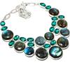Fatto a mano Collana con pietre preziose apatite labradorite fuoco blu gioielli fatti a ma...