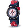 Marvel Spider-Man - Orologio analogico al quarzo con cinturino 3D per insegnare l'ora ai bambini, Nero, blu navy, Spider Man - Orologi in plastica 1, cassa nera, cinturino in plastica blu