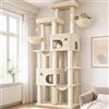 Hzuaneri Albero Tiragraffi Grande per Gatti, Torre per Gatti da Interno 213 cm con 2 Piattaforme XL, 2 Grotte, 10 Pali in Sisal, 2 Amache e Massaggiatore, per Maine Coon, Beige, MS21418YL