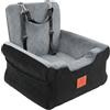 GL GLENSLAVE Seggiolini auto per cani di piccola e media taglia, rialzato, in memory foam, rimovibile e lavabile, con cinture di sicurezza e tasche portaoggetti (nero/grigio)