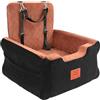 GL GLENSLAVE Seggiolini auto per cani di piccola e media taglia, rialzato, in memory foam, rimovibile e lavabile, con cinture di sicurezza e tasche portaoggetti (nero/marrone)