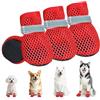 XIABYAYU 4 PCS Scarpe Estive per Cani, Scarpe Cani Antiscivolo, Stivali Estivi per Cane, Traspirante E Confortevole, Adatto Sia per Uso Interno Che Esterno Durante L'Estate/Rosso L