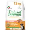 Generico Natural Trainer Sensitive No Gluten Medium & Maxi Adult Crocchette Cani con Salmone e Cereali Integrali 12kg - Alimento Secco Monoproteico per Cani Adulti Taglia Media e Grande, Digestione Sensibile