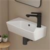 EMKE Piccolo lavandino rettangolare 40,0 × 22,5 × 13,0 cm, in ceramica, con foro per rubinetto e troppopieno, piccolo lavandino a mano, ideale per bagno e WC degli ospiti, bianco