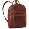 ROYALZ città zaino signore piccola pelle daypack 'Delaware' moderno vintage zaino Donne vera pelle adatto per DIN A5 documenti 10 pollici tablet, Colore:Roma Cognac Marrone