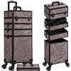 Arous - Valigetta porta trucchi con rotelle, trolley per trucco 5 in 1, organizer per cosmetici, baule per salone di barbieri con lucchetto, portaoggetti con ruote per donne, stilista di capelli