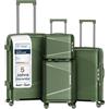 4FLY Valigetta rigida leggera da viaggio e set di valigie: trolley con serratura TSA, ruote doppie, manico telescopico in alluminio e doppia cerniera, beauty case, bagaglio a mano e bagaglio da lavoro